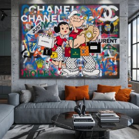 Pop Art Leinwandbild mit Graffiti-Motiv und Comicfiguren Pop Art Leinwandbild mit Graffiti-Motiv und Comicfiguren