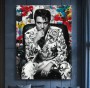 Elvis-inspiriertes Leinwandbild mit farbigem Pop-Art Porträt
