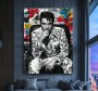 Elvis-inspiriertes Leinwandbild mit farbigem Pop-Art Porträt