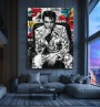 Elvis-inspiriertes Leinwandbild mit farbigem Pop-Art Porträt