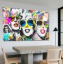 Pop Art Leinwandbild mit ikonischen Gesichtern und Neonfarben