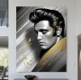 Elegantes Elvis Portrait Leinwandbild in Schwarz, Silber und Gold