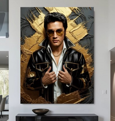 Elegantes Porträt als Leinwandbild in Schwarz und Gold