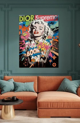 Pop Art Leinwandbild mit Marilyn-Motiv und Comic-Sprache Pop Art Leinwandbild mit Marilyn-Motiv und Comic-Sprache