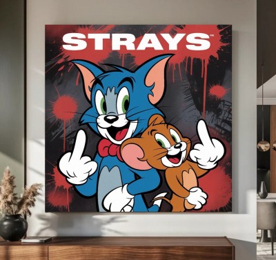 Comic Wandbild mit zwei frechen Cartoon-Katzen und Spritzoptik