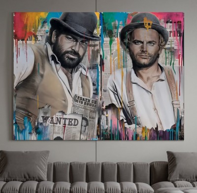 Leinwandbild zwei männliche Porträts im urbanen Mixed-Media-Stil