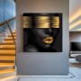 Modernes Leinwandbild mit goldenen Akzenten und stilisiertem Gesicht