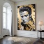 Elvis Presley Porträt als moderner Leinwanddruck in Gold und Schwarz