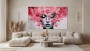 Porträt mit pinken Blüten als ausdrucksstarkes Leinwandbild