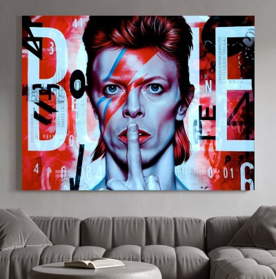 Dynamisches Pop Art Leinwandbild mit markantem Porträt
