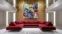 Pop-Art Leinwandbild mit Cartoonfigur und urbanen Graffiti-Elementen