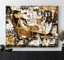 Abstraktes Leinwandbild mit Comicfigur in Gold Schwarz