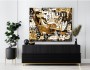 Abstraktes Leinwandbild mit Comicfigur in Gold Schwarz