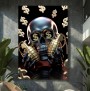 Dunkler Totenkopf mit Goldgranaten als modernes Leinwandbild