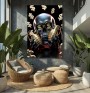 Dunkler Totenkopf mit Goldgranaten als modernes Leinwandbild