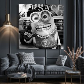 Monochromes Pop Art Leinwandbild mit skurriler Figur