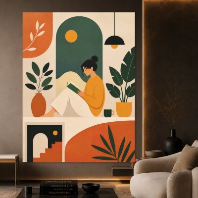 Modernes Wandbild oder Poster mit mediterraner Illustration