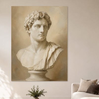 Klassische Büste in sanften Naturtönen, Kunstwerk oder Kunstdruck