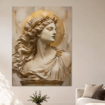 Antike Frauenbüste mit Goldakzent, Kunstwerk oder Acrylbild
