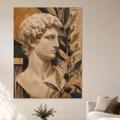 Klassische Büste mit Olivenzweig, Kunstwerk oder Modernes Wandbild