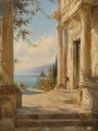 Mediterrane Terrasse am Meer als Wandbild oder Kunstdruck
