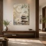Lotus, Steinbalance und Goldkreis als Leinwand oder Poster