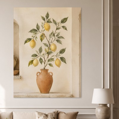 Mediterraner Zitronenbaum als Wandbild oder Kunstdruck