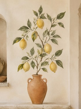 Mediterraner Zitronenbaum als Wandbild oder Kunstdruck