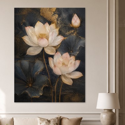 Elegante Lotusblüten als Leinwand und Kunstdruck