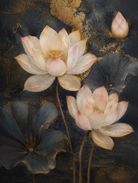 Elegante Lotusblüten als Leinwand und Kunstdruck