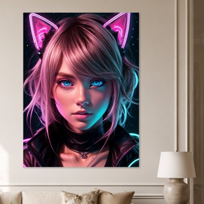 Neon Porträt zwischen Acrylbild und Poster