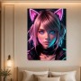 Neon Porträt zwischen Acrylbild und Poster