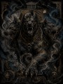 Dreiköpfiger Höllenhund als Fantasy Kunstwerk und Kunstdruck