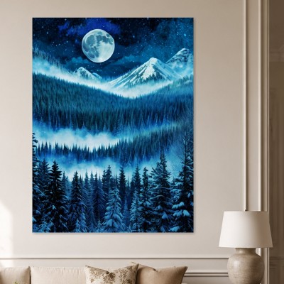 Mondnacht über dem Winterwald, Wandbild oder Fine Art Print