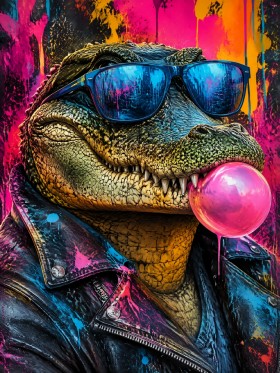 Cooler Alligator mit Sonnenbrille, Gallery Print oder Poster