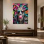 Bunte Ziege mit Sonnenbrille, Poster oder Leinwand im Pop-Art-Stil