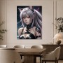 Fantasy Porträt als Leinwandbild oder Acrylbild mit silberner Catgirl-Figur