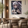 Fantasy Porträt als Leinwandbild oder Acrylbild mit silberner Catgirl-Figur