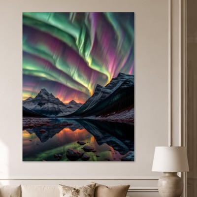 Nordlicht über Bergen, Leinwand oder Acryl für eindrucksvolle Wandgestaltung