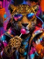 Pop Art Leopard mit Sonnenbrille, Poster oder Acrylbild