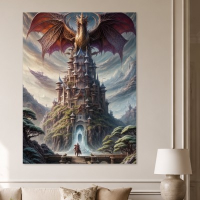 Drachenburg im Traumreich, Fantasy Wandbild oder Kunstwerk