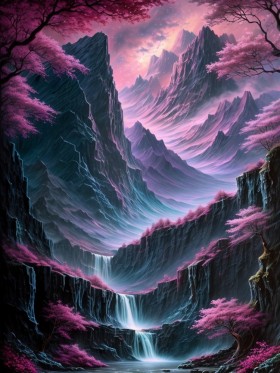 Fantastische Berglandschaft als Wandbild oder Leinwandbild