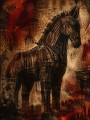 Dramatisches Pferd als Kunstwerk oder Wandbild mit antiker Wirkung