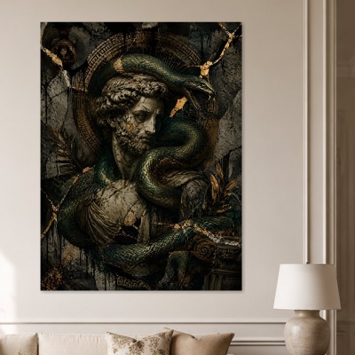 Antike Büste mit Schlange als Luxus Wandbild oder Fine Art Print