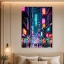 Neonstadt bei Nacht, Modernes Wandbild oder Acrylbild
