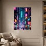 Neonstadt bei Nacht, Modernes Wandbild oder Acrylbild