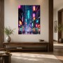 Neonstadt bei Nacht, Modernes Wandbild oder Acrylbild