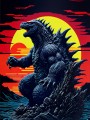 Godzilla Sonnenuntergang als Poster oder Fine Art Print