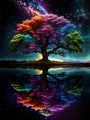 Farbenprächtiger Baum im Kosmos, Leinwand oder Fine Art Print