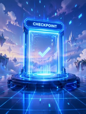 Futuristisches Checkpoint Wandbild oder Acrylbild mit leuchtender Portaloptik